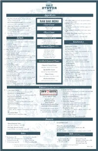 Raw Bar Menu