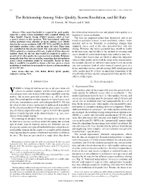 The Relationship Among Video Quality, Screen Resolution, and Bit Rate G