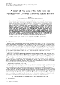 A Study of the Call of the Wild from the Perspective of Greimas' Semiotic Square Theory