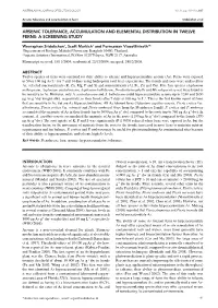 Arsenic Tolerance, Accumulation and Elemental Distribution in Twelve Ferns: a Screening Study