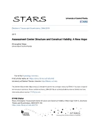 Assessment Center Structure and Construct Validity: a New Hope