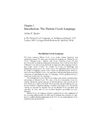 Chapter 1 Introduction: the Haitian Creole Language Arthur K
