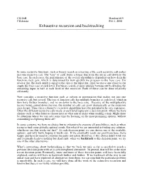 Exhaustive Recursion and Backtracking