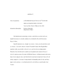 ABSTRACT Title of Dissertation: a DIVERSIFIED SELECTION of 20