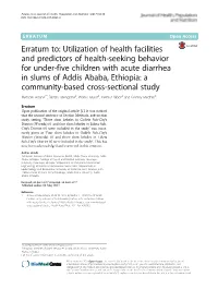 Erratum To: Utilization of Health Facilities
