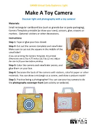 Make a Toy Camera Activity