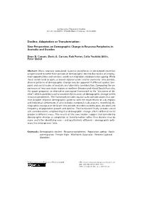 New Perspectives on Demographic Change in Resource Peripheries in Australia and Sweden