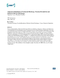 Numerical Simulation of Townsend Discharge, Paschen Breakdown and Dielectric Barrier Discharges Napoleon Leoni, Bhooshan Paradkar