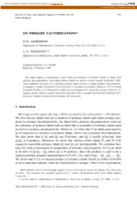 On Primary Factorizations”