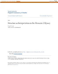 Structure As Interpretation in the Homeric Odyssey Erwin F