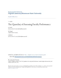 The Quandary of Assessing Faculty Performance K
