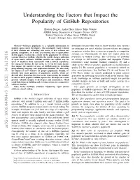 Understanding the Factors That Impact the Popularity of Github Repositories