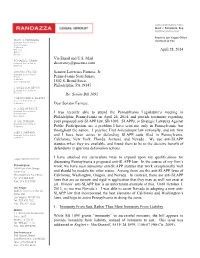 April 28, 2014 Via Email and U.S. Mail Skeaveney@Pasenate.Com