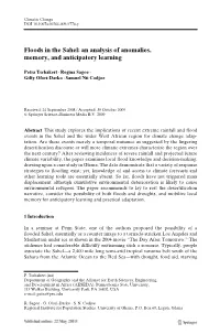 Floods in the Sahel: an Analysis of Anomalies, Memory, and Anticipatory Learning