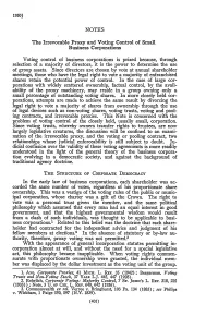 Irrevocable Proxy and Voting Control of Small Business Corporations