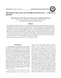 Promises and Cons of Nanobiotechnology : a Critical Review