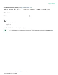 A Brief History of the Cornish Language, Its Revival and Its Current Status