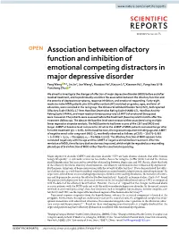 Association Between Olfactory Function and Inhibition of Emotional
