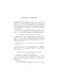 Exercises in Categories