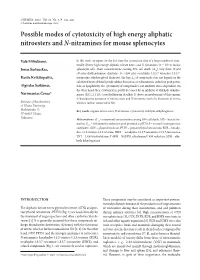 Possible Modes of Cytotoxicity of High Energy Aliphatic Nitroesters and N-Nitramines for Mouse Splenocytes