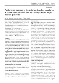 Post-Miosis Changes in the Anterior Chamber Structures in Primary and Lens-Induced Secondary Chronic Angle- Closure Glaucoma
