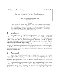 Security Analysis of Firefox Webextensions