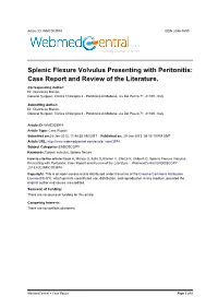Splenic Flexure Volvulus Presenting with Peritonitis: Case Report and Review of the Literature