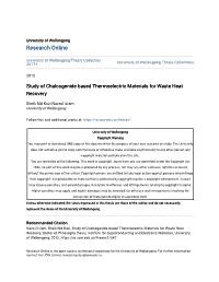 Study of Chalcogenide Based Thermoelectric Materials for Waste Heat Recovery