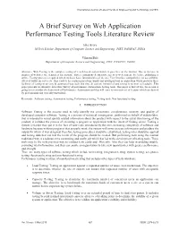 A Brief Survey on Web Application Performance Testing Tools Literature Review