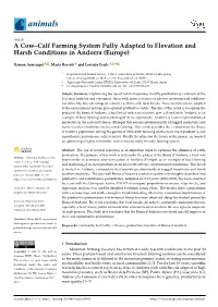 A Cow–Calf Farming System Fully Adapted to Elevation and Harsh Conditions in Andorra (Europe)