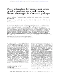 Direct Interaction Between Sensor Kinase Proteins Mediates Acute and Chronic Disease Phenotypes in a Bacterial Pathogen