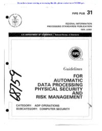Guidelines for AUTOMATIC DATA PROCESSING PHYSICAL SECURITY and RISK Managervien-R