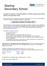 Starting Secondary School Leaflet 2020-21 V1