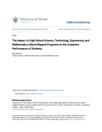 (Stem) Magnet Programs on the Academic Performance of Students