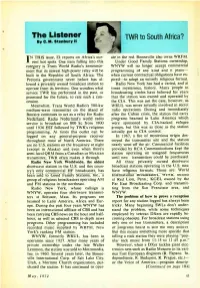 The Listener TWR to South Africa? by C