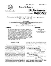 Vietnamese Reef-Building Corals and Reefs in the Open Part of the South China Sea