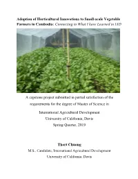 Adoption of Horticultural Innovations to Small-Scale Vegetable Farmers in Cambodia: Connecting to What I Have Learned in IAD