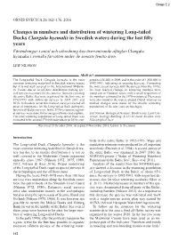 Changes in Numbers and Distribution of Wintering Long-Tailed Ducks Clangula Hyemalis in Swedish Waters During the Last Fifty