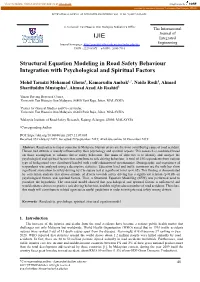 Structural Equation Modeling in Road Safety Behaviour Integration with Psychological and Spiritual Factors