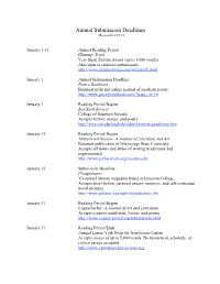 2012 Annual Submission Deadlines List