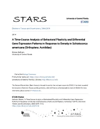 A Time-Course Analysis of Behavioral Plasticity and Differential Gene Expression Patterns in Response to Density in Schistocerca Americana (Orthoptera: Acrididae)
