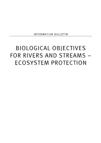 Biological Objectives for Rivers and Streams – Ecosystem Protection