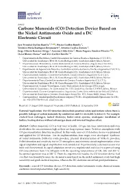 Carbone Monoxide (CO) Detection Device Based on the Nickel Antimonate Oxide and a DC Electronic Circuit