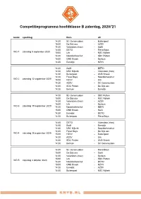 Competitieprogramma Hoofdklasse B Zaterdag, 2020/'21