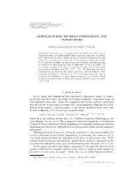 MODULAR FORMS, DE RHAM COHOMOLOGY and CONGRUENCES 1. Introduction in [2], Atkin and Swinnerton-Dyer Described a Remarkable Famil