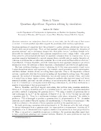News & Views Quantum Algorithms: Equation Solving by Simulation