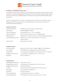 Orchestra - Workshop Pieces 2021: All Orchestras Taking Part in the Competition Are Asked to Prepare Their Respective Compulsory Piece for the First Workshop