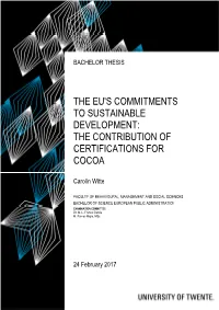 The Eu's Commitments to Sustainable Development: the Contribution of Certifications for Cocoa