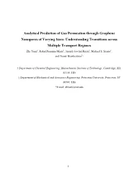 Analytical Prediction of Gas Permeation Through Graphene Nanopores of Varying Sizes: Understanding Transitions Across Multiple Transport Regimes