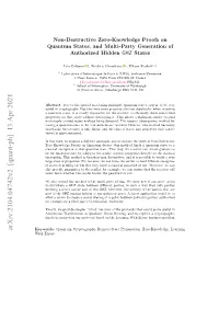 Arxiv:2104.04742V2 [Quant-Ph] 13 Apr 2021 Keywords: Quantum Cryptography, Remote State Preparation, Zero-Knowledge, Learning with Errors Table of Contents